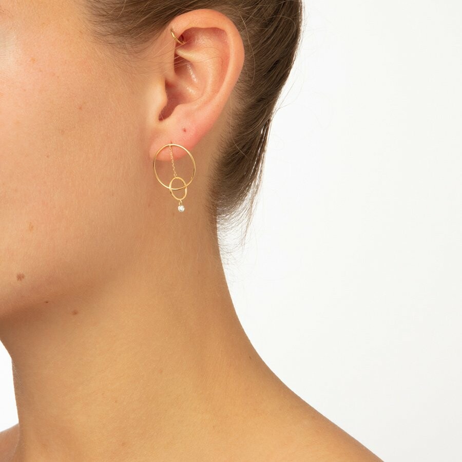 Boucles d'oreilles Persée Turn Around Mini Orbite en or jaune et diamant